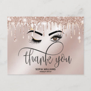 Carte Postale Beau oeil Brown Wink avec couronne or 