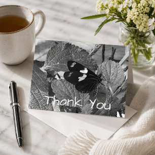 Carte Postale Beau papillon noir et blanc Merci