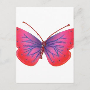 Carte Postale Beau papillon rouge Extraordinaire rose et violet