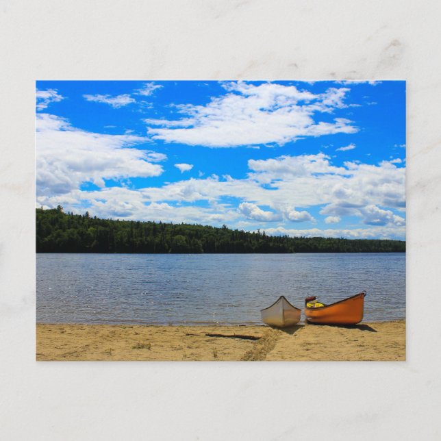 Carte Postale Beau Paysage - Canots et Lac (Devant)