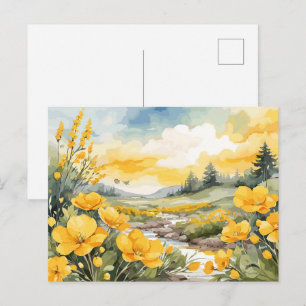 Carte Postale Beau paysage naturel à l'aquarelle