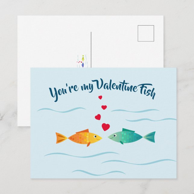 Carte Postale Beau poisson de mer en amour (Devant / Derrière)