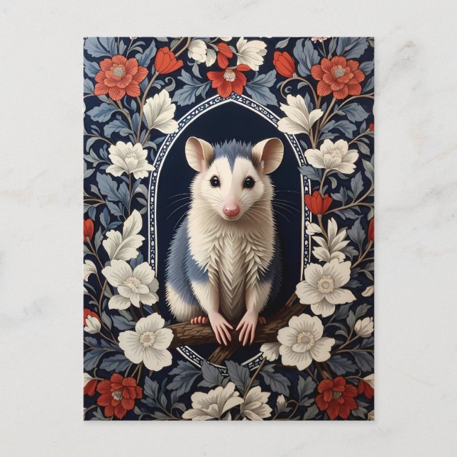 Carte Postale Beau Possum Fleurs Inspirées de William Morris (Devant)