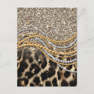 Carte Postale Beau Poster de animal tendance Leopard Faux