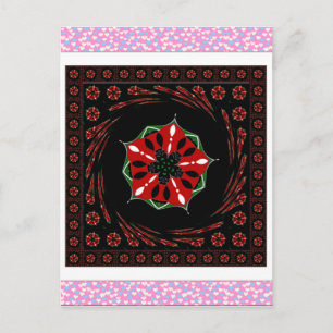 Carte Postale Beau rose Bleu Blanc Coeurs d'amour Design