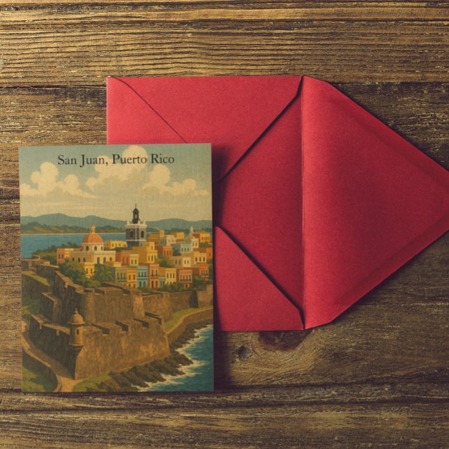 Carte Postale Beau San Juan Porto Rico Retro Art (Beautiful San Juan Puerto Rico Retro Art Postcard)