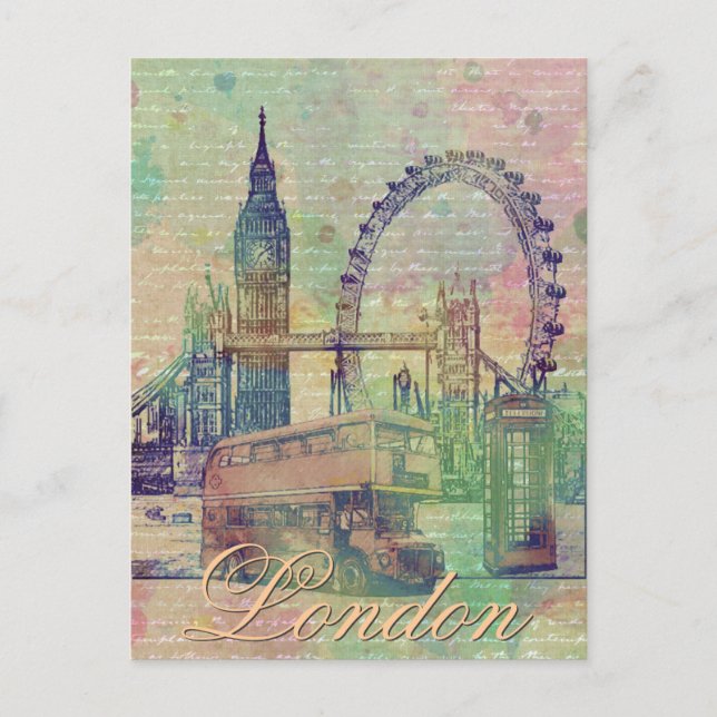 Carte Postale Beau site tendance de Londres Vintage (Devant)
