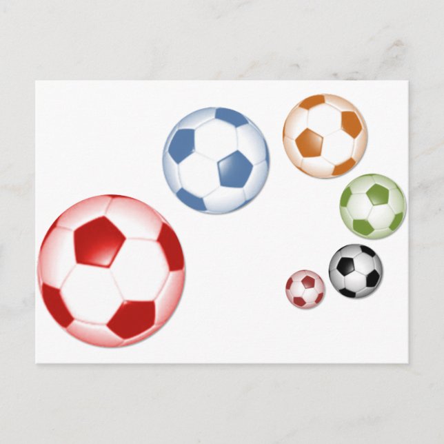 Carte Postale Beau soccer ou football ensemble de balles (Devant)