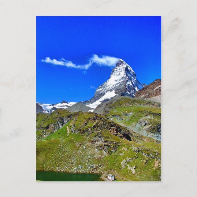 Carte Postale Beau Suisse célèbre Matterhorn avec des nuages (Devant)