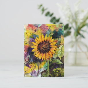Carte Postale Beau Tournesol En Aquarelle