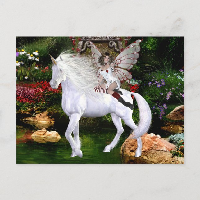 Carte postale Beauté blanche Unicorn (Devant)