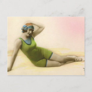 Carte Postale Beauté de bain en vert citron