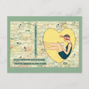 Carte Postale Beauté De Bain Lecture À La Plage