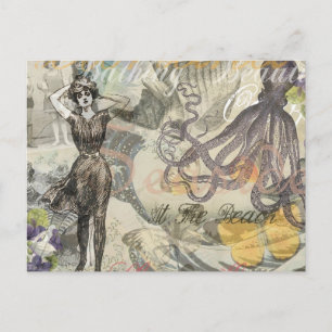 Carte Postale Beauté de bain victorienne Kraken Surréalisme Vint