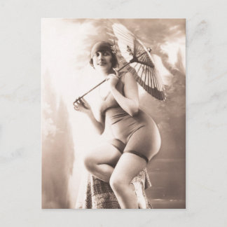 Carte Postale Beauté de la baignade ! ! Risque de fille à flappe