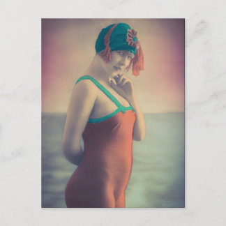 Carte Postale Beauté de la baignade ! ! Risque fille Flapper des