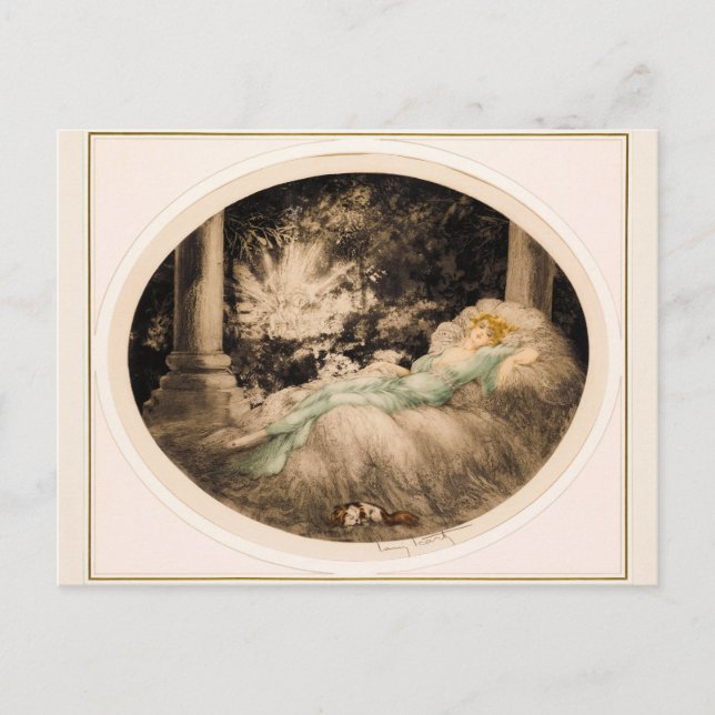 Carte Postale Beauté dormante par Louis Icart (Devant)