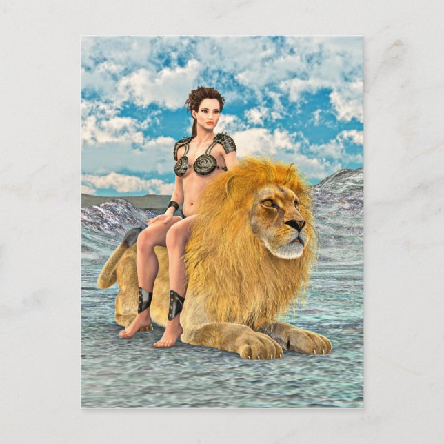 Carte Postale Beauté et Lion (Devant)