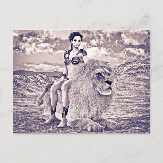 Carte Postale Beauté et Lion (Devant)