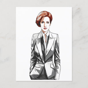Carte Postale Beauté jeune rousse en costume