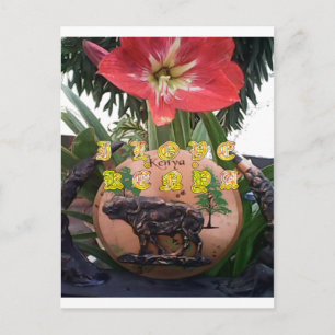 Carte Postale Beauté kenyane : Fleur, Aloe Vera, & Buffalo Desig