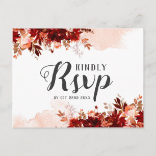 Carte Postale Beauté rustique Floral Mariage Choix de repas RSVP