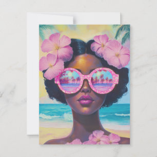 Carte Postale Beauté Tropicale aux Teintes Roses