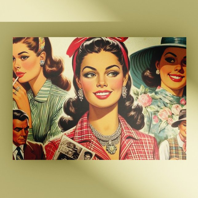 Carte Postale Beauté vintage Fashion Girls (Créateur téléchargé)