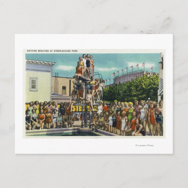 Carte Postale Beautés de bain à Steeplechase Park (Devant)