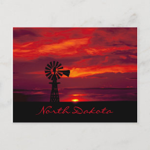 Carte Postale Beautiful "Dakota du Nord" Windmill at Sunset