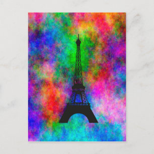 Carte Postale Beautiful Eiffel tower Paris colorful cloth effect