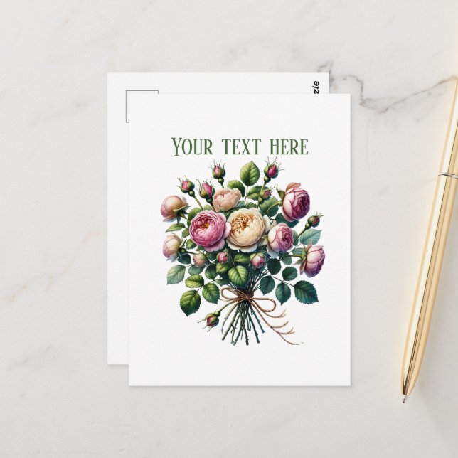 Carte Postale Beautiful rose bundle customizable (Devant/Arrière en situation)
