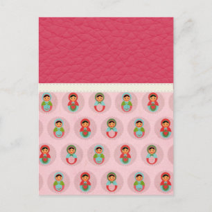 Carte Postale Beautiful Russian Nesting Dolls on Leather