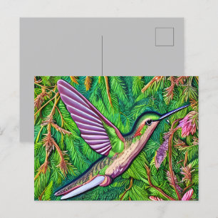Carte Postale Beautiful Shabby Chic Little Hummingbird.