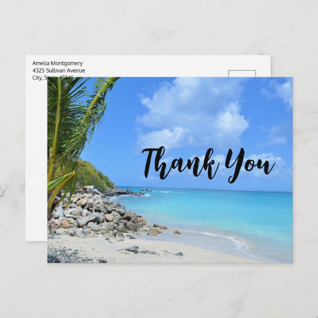 Carte Postale Beautiful Turquoise Tropical Beach Thank You (Devant / Derrière)