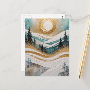 Carte Postale Beaux arbres d'hiver et peinture de neige