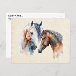 Carte Postale Beaux Chevaux Style Boho Occidental