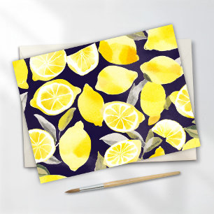 Carte Postale Beaux citrons jaunes   Aquarelle mignonne