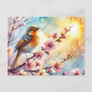 Carte Postale Beaux oiseaux Paysage de printemps 17