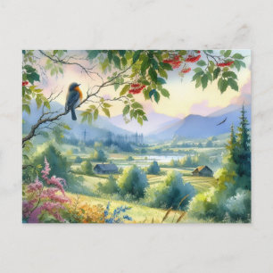 Carte Postale Beaux oiseaux Paysage d'été 4