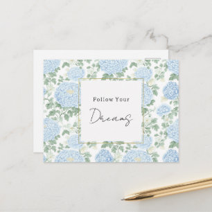Carte Postale Beaux rêves de fleurs blanches bleu clair