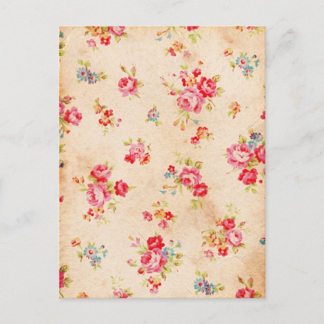 Carte Postale Beaux roses vintages et autres fleurs (Devant)