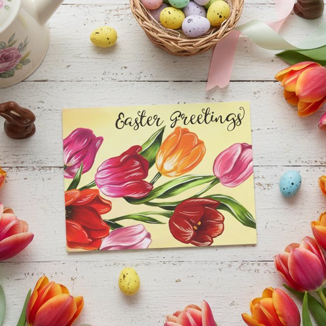 Carte Postale Beaux vœux de Pâques de printemps Tulipes (Créateur téléchargé)