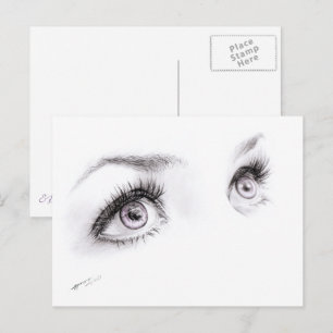Carte Postale Beaux yeux féminins Dessin Art minimaliste