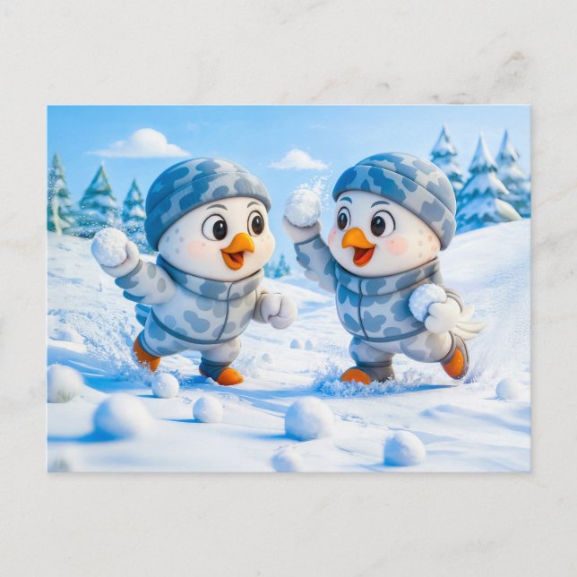 Carte Postale Beaver Ice Bathing in a Striped Swimsuit (Devant)