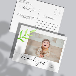 Carte Postale Bébé 1er anniversaire Merci aquarelle Swashes