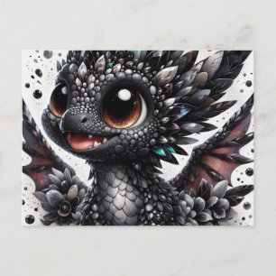 Carte Postale Bébé adorable Dragon noir