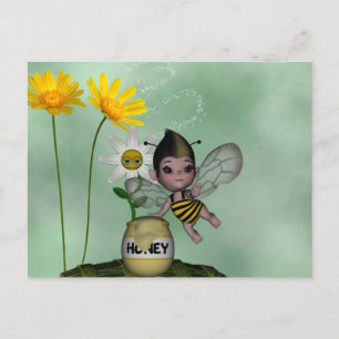 Carte Postale Bébé adorable mignonne Bumble Bee Honey