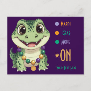 Carte Postale Bébé Alligator Mignon, Mode Mardi Gras Activé