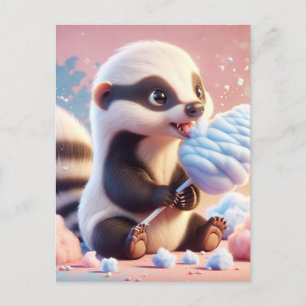 Carte Postale Bébé, animal mignon avec barbe à papa, Postcrossin